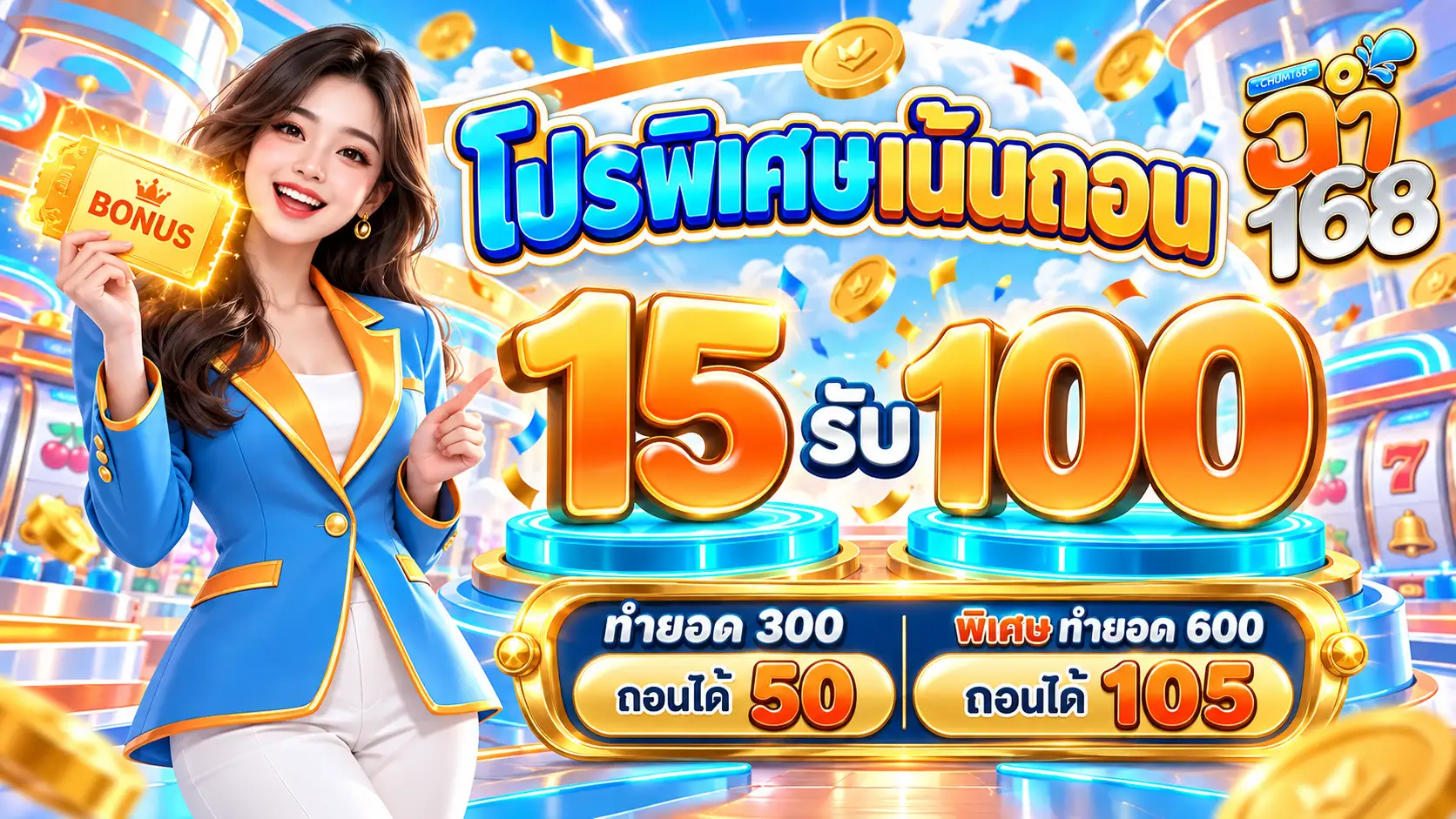 ฉ่ำ168 เว็บตรงสาดโบนัสฉ่ำ บวกแตกจ่ายเต็ม เปิดฝาก-ถอน 24 ชั่วโมง